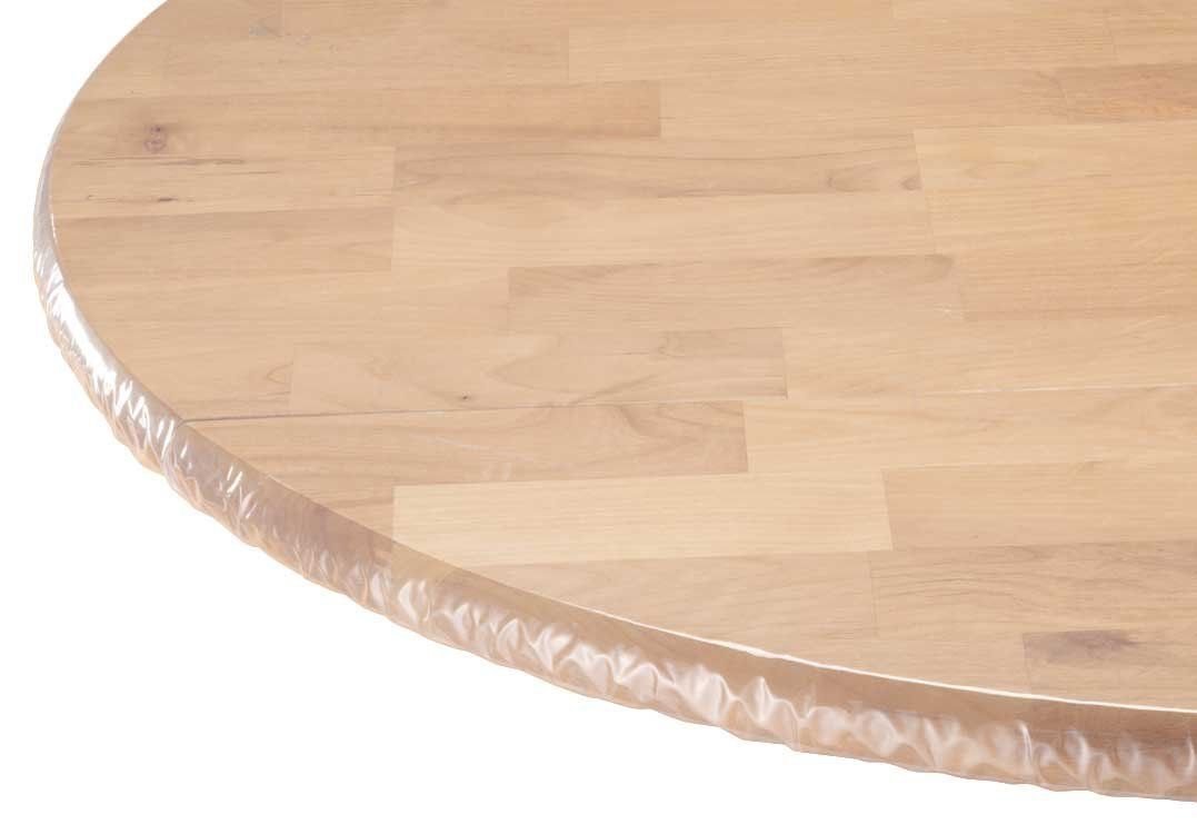 Heavy Duty Clear Vinyl Round Fitted  Tablecloth (Table Cover) Elasticized Tablecloth.jpg
